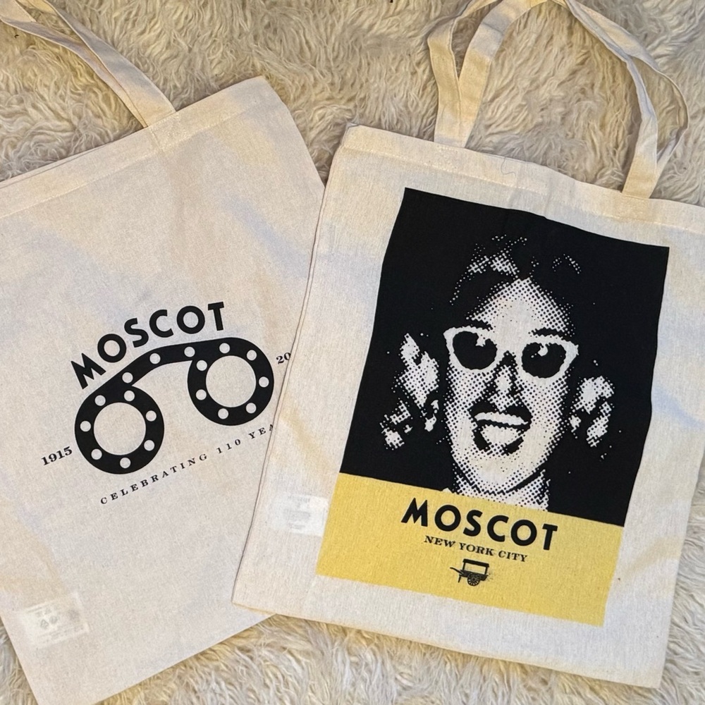 2 MOSCOT Cream Tote Bags, New